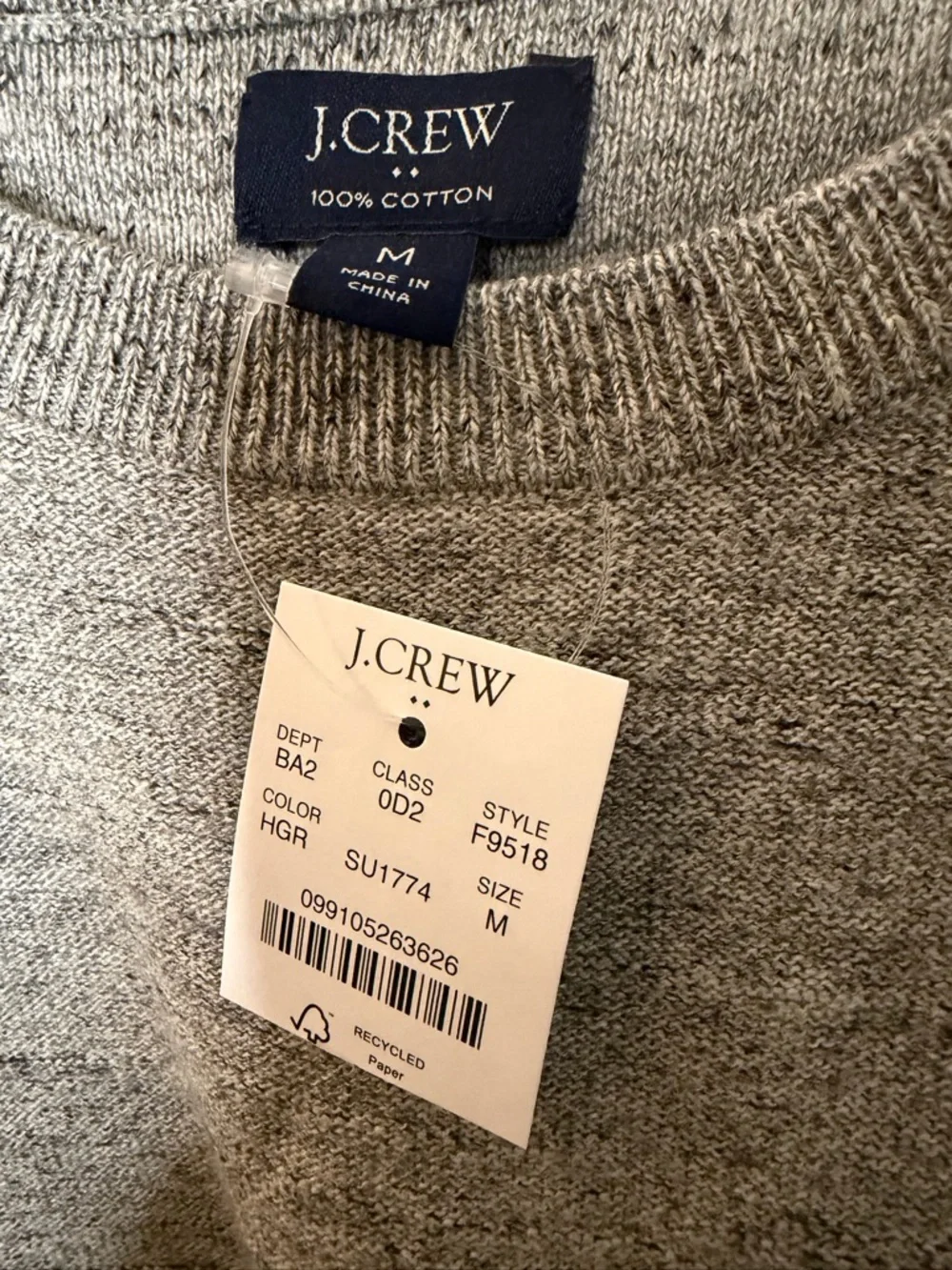 J.Crew Heather Gray Crewneck Sweater 100% Cotton